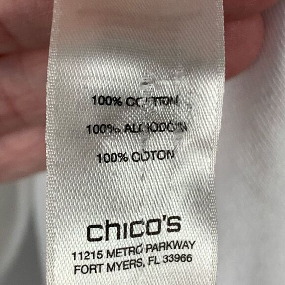 Chico’s Women’s Cotton Pullover Crew Neck LLong Sleeve T-Shirt White Size 1 - Picture 6 of 7